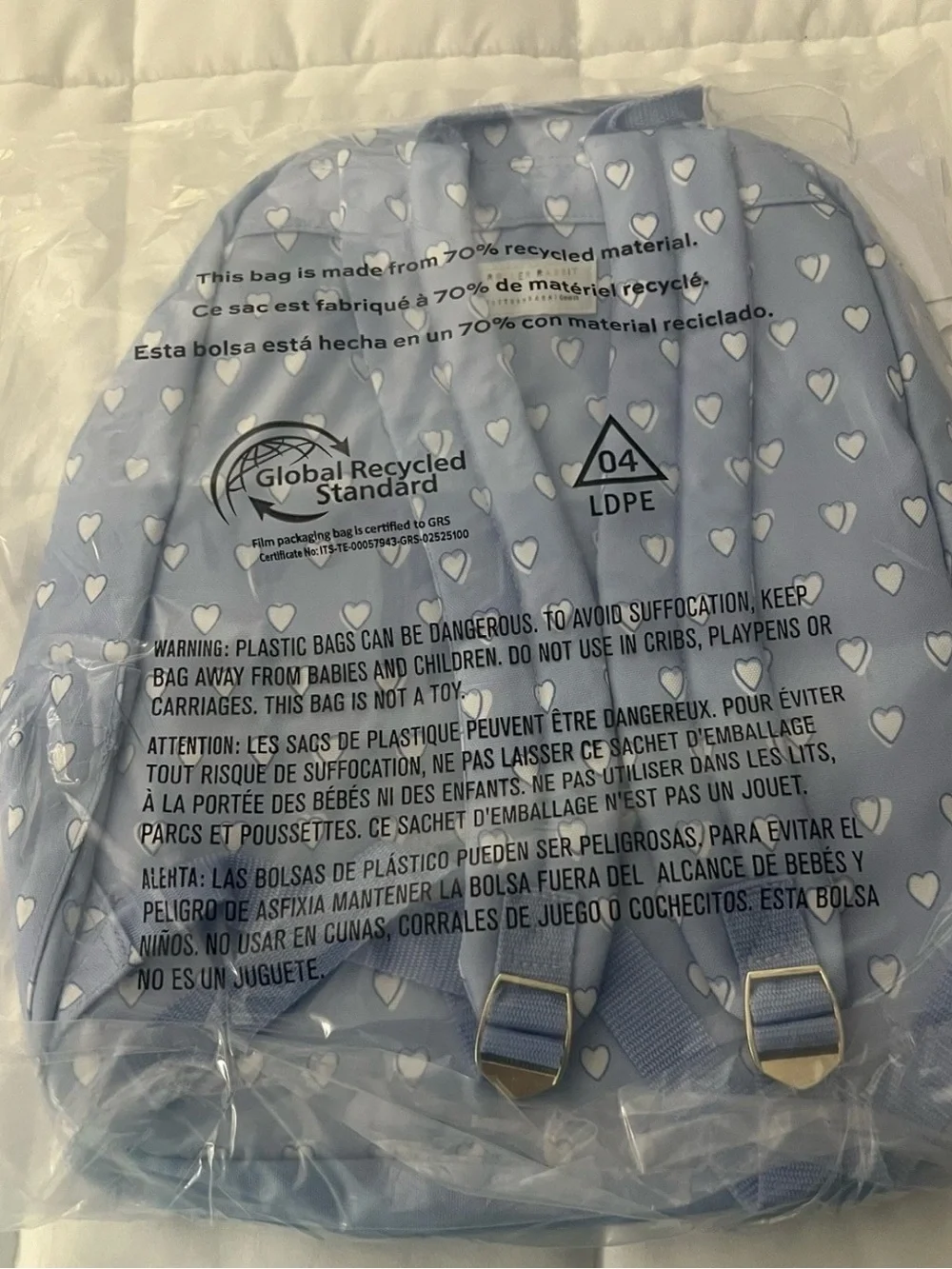 Roller Rabbit straps blue backpack